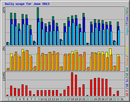 Daily usage for June 2013