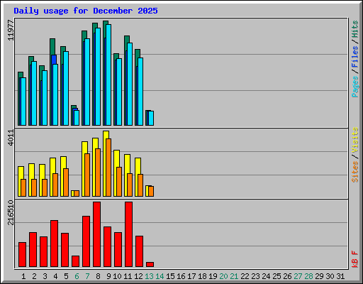 Daily usage for December 2025
