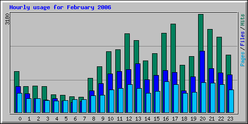 Hourly usage for February 2006