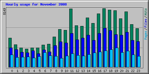 Hourly usage for November 2008