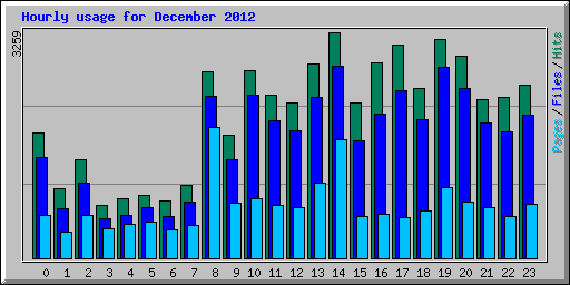 Hourly usage for December 2012